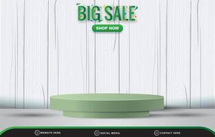 big sale discount template banner with blank space 3d podium for product sale with abstract gradient white background design vector