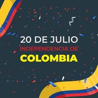20th of july colombia independence day square banner for social media post with abstract gradient background design vector