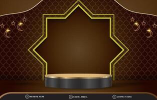 elegant ramadan sale template banner with blank space 3d podium for product sale with abstract gradient brown background design vector