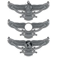 Zoroastrian winged solar disk with ribbon vector