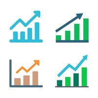 A Set of Colorful Growth Chart Icons vector