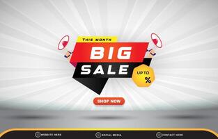 big sale discount for social media post banner with blank space for product sale with abstract gradient grey and white background design vector
