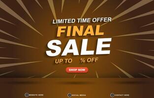 limited final sale discount banner for social media post with blank space for product sale with abstract gradient brown background design vector