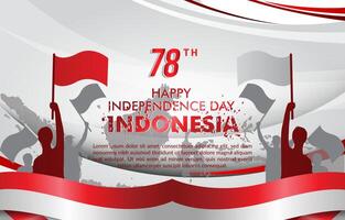 happy 78th of august indonesian independence day landscape banner for social media post with abstract gradient red and white background design7 vector