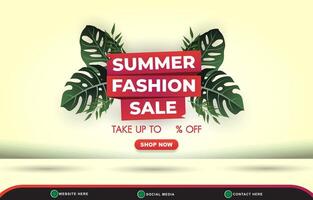 summer sale discount banner for social media post with copy space for product sale with abstract gradient yellow background design vector