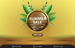 summer sale square template banner for social media post for product sale with abstract gradient yellow background design vector