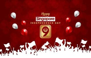 happy singapore independence day 9th of august banner with abstract gradient red and white background design0 vector