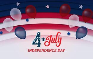 happy 4th of july american independence day background banner with abstract gradient blue red and white design vector