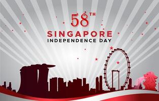 singapore independence day 58th of august banner with abstract gradient red and white background design2 vector