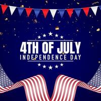 4th of july american independence day banner with flag and abstract gradient blue background design1 vector