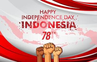 happy 78th of august indonesian independence day landscape banner for social media post with abstract gradient red and white background design vector