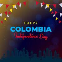 happy 20th of july colombia independence day square banner for social media post with abstract gradient yellow blue and red background design vector