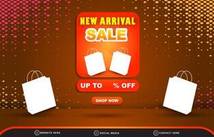 new arrival sale template banner with blank space for product sale with abstract gradient brown background design vector