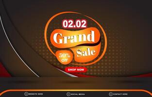 02.02 discount sale template banner with blank space for product sale with abstract gradient black and brown background design vector
