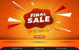 final sale discount template banner with blank space for product sale with abstract gradient red and orange background design vector