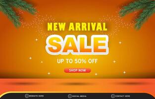 new arrival discount sale template banner with blank space for product sale with abstract gradient orange and yellow background design vector