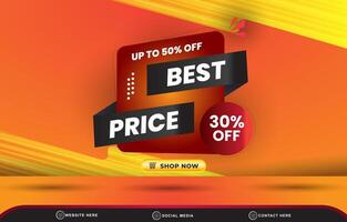 best price sale discount template banner with blank space for product sale with abstract gradient orange and yellow background design vector