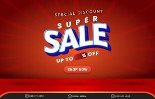 special discount super sale template banner with blank space for product sale with abstract gradient red background design vector