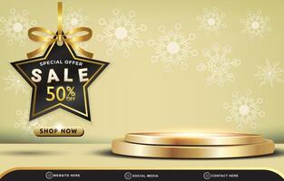 3d special offer sale template banner with blank space 3d podium for product sale with abstract gradient yellow and golden background design vector