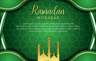 elegant green ramadan mubarak 2023 template banner with abstract gradient green background design vector