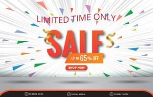 limited sale discount social media template banner with blank space for product sale with abstract gradient white background design vector