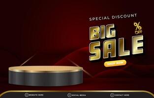 special discount big sale template banner with blank space 3d podium for product sale with abstract gradient red background design vector