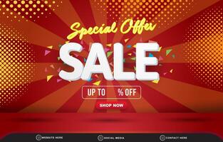 special offer discount sale template banner with blank space for product sale with abstract gradient red and orange background design vector