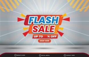 flash sale discount template banner with blank space for product sale with abstract gradient white background design vector