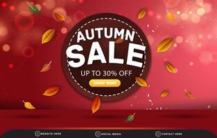 modern autumn sale discount template banner with blank space for product sale with abstract gradient red background design vector