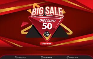 big sale discount template banner with blank space for product sale with abstract gradient red background design vector