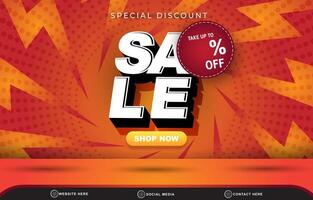 special discount sale template banner with blank space for product sale with abstract gradient red and orange background design vector