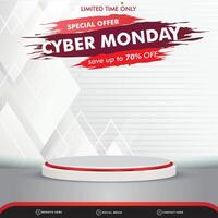 limited special offer banner social media template post with blank space 3d podium for product with abstract white gradient background design vector
