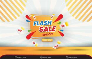 flash sale discount template banner with blank space for product sale with abstract gradient white and orange background design vector