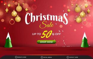 christmas sale discount template banner with blank space for product sale with abstract gradient red background design vector