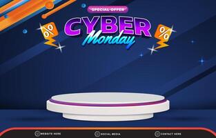 modern special offer cyber monday sale discount template banner with blank space for product sale with abstract gradient blue background vector