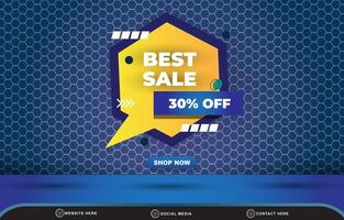 best sale social media template banner post with blank space for product sale with abstract gradient blue background vector