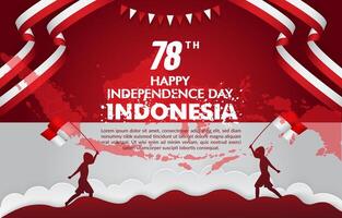 happy 78th of august indonesian independence day landscape banner for social media post with abstract gradient red and white background design12 vector