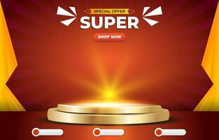 special offer super sale for social media post banner with copy space for product sale with abstract gradient red and orange background design vector