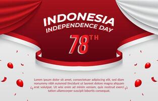 indonesian independence day 78th of august landscape banner for social media post with abstract gradient red and white background design vector