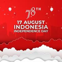 indonesian independence day 17th of august square banner for social media post with abstract gradient red and white background design12 vector