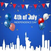 4th of july american independence day banner with abstract gradient blue background design vector