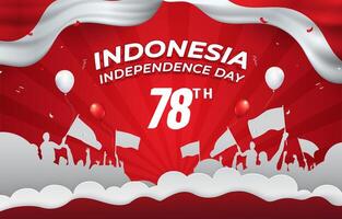 indonesian independence day 78th of august landscape banner for social media post with abstract gradient red and white background design1 vector