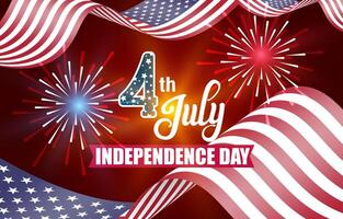 4th of july american independence day banner with abstract gradient red background design vector