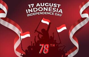 indonesian independence day 17th of august banner with abstract gradient red and white background design vector