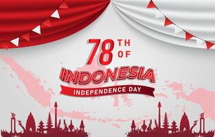 78th of august indonesian independence day landscape banner for social media post with abstract gradient red and white background design2 vector