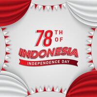 78th of august indonesian independence day square banner for social media post with abstract gradient red and white background design vector
