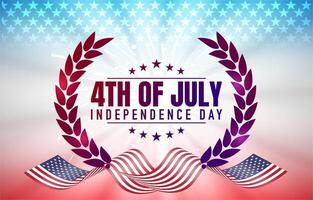 4th of july landscape banner for social media post with flag and abstract gradient blue white and red background design vector