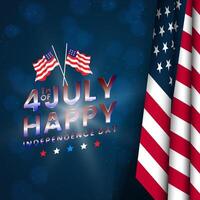 4th of july happy american independence day square banner for social media post with abstract gradient blue background design vector