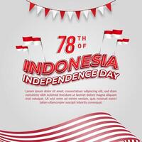 78th of august indonesian independence day square banner for social media post with abstract gradient white background design vector