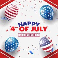 happy 4th of july american independence day celebration square banner with abstract gradient red and white background design vector